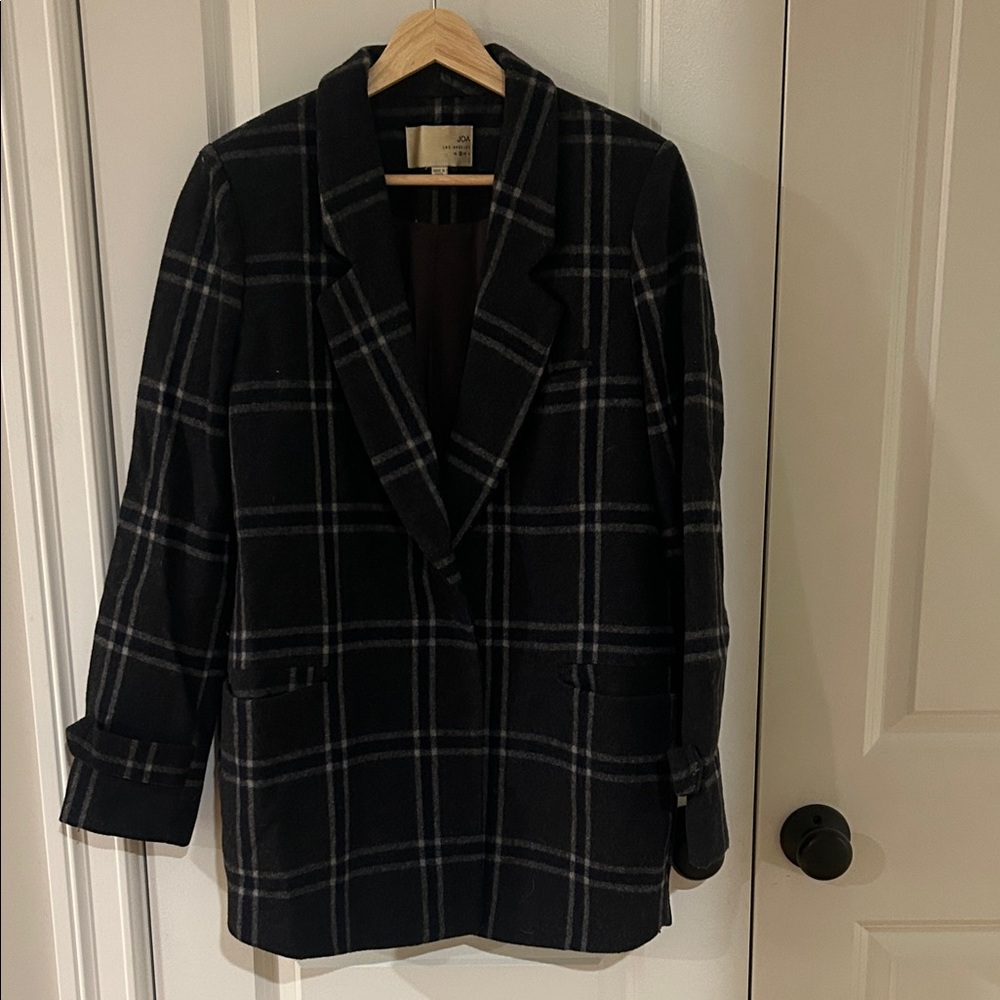 Black Plaid Peacoat